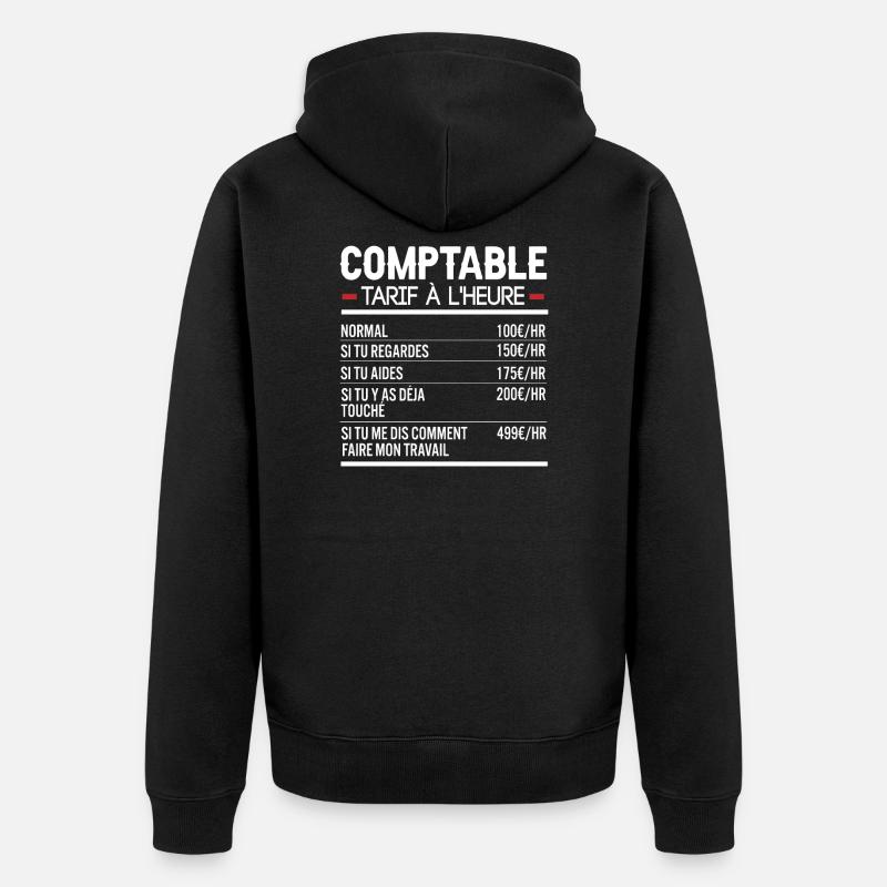 Comptable Idée Cadeau Humour Comptabilité - Veste à capuche bio Premium Unisexe - noir