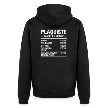 Plaquiste Idée Cadeau Humour - Veste à capuche bio Premium Unisexe - noir - Dos - Nico (187cm)