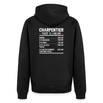 Charpentier Idée Cadeau Humour - Veste à capuche bio Premium Unisexe - noir - Dos - Nico (187cm)