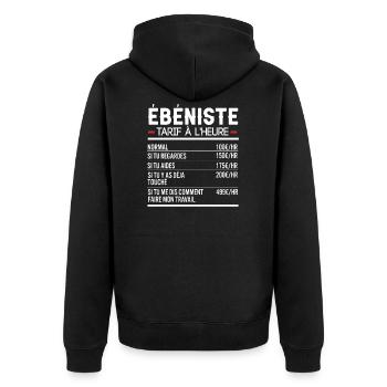 Ébeniste Idée Cadeau Humour - Veste à capuche bio Premium Unisexe - noir - Dos - Nico (187cm)