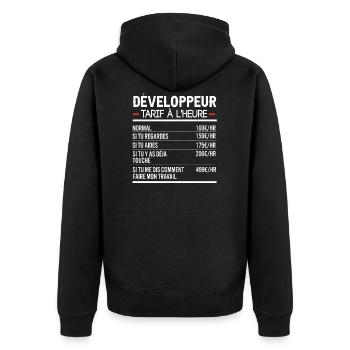 Développeur Idée Cadeau Humour Web - Veste à capuche bio Premium Unisexe - noir - Dos - Nico (187cm)