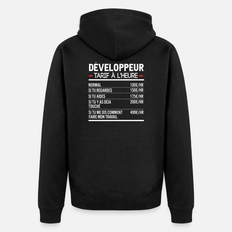 Développeur Idée Cadeau Humour Web - Veste à capuche bio Premium Unisexe - noir