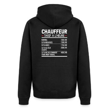 Chauffeur Idée Cadeau Humour Routier - Veste à capuche bio Premium Unisexe - noir - Dos - Nico (187cm)