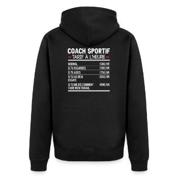 Coach Sportif Idée Cadeau Humour Sports - Veste à capuche bio Premium Unisexe - noir - Dos - Nico (187cm)