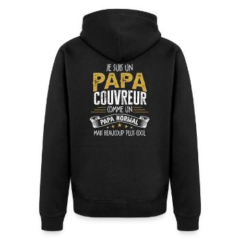 Papa Couvreur Humour Cadeau De Noël Personnalisé - Veste à capuche bio Premium Unisexe - noir - Dos - Nico (187cm)