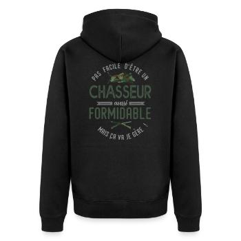 chasseur formidable humour homme papa chasse - Veste à capuche bio Premium Unisexe - noir - Dos - Nico (187cm)