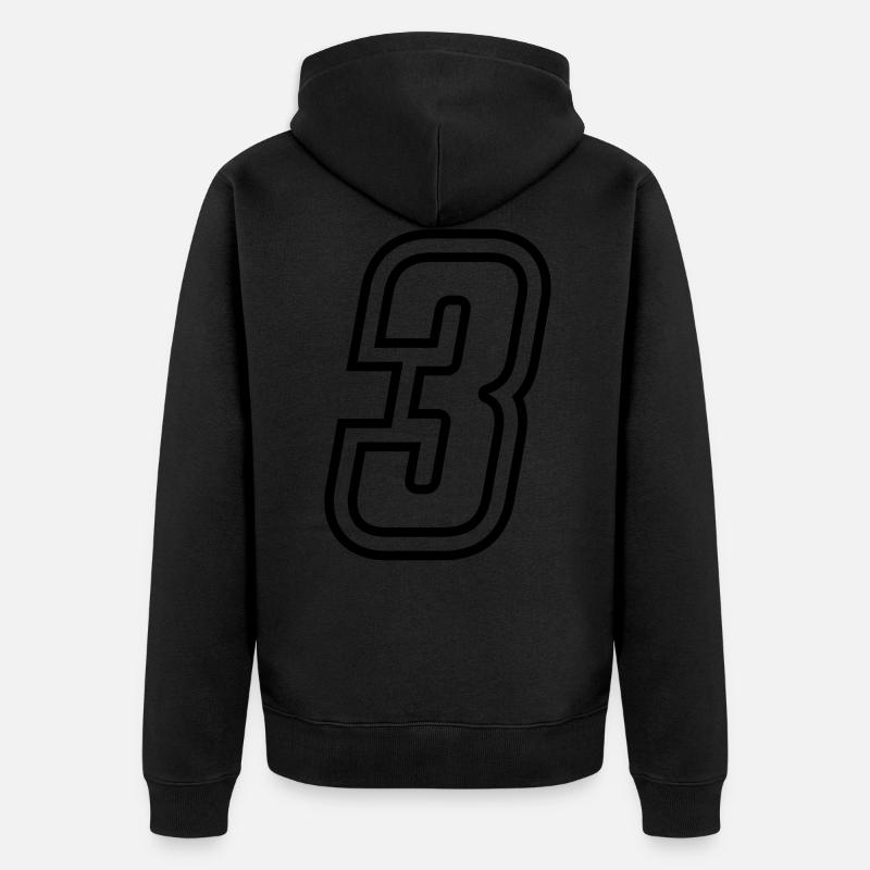 3 Zahl nummer - Unisex Premium Bio Zip Hoodie - Schwarz