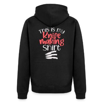 Funny Knife Making - Unisex Premium Organic Zip Hoodie - black - Back - Nico (187cm)