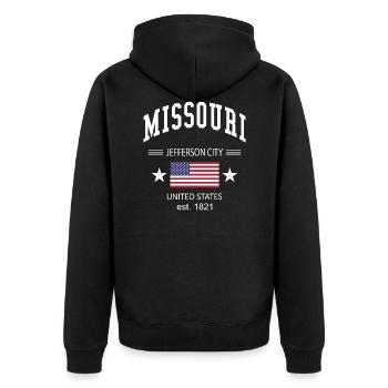 Missouri - Unisex Premium Bio Zip Hoodie - Schwarz - Hinten - Nico (187cm)