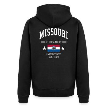 Missouri - Unisex Premium Bio Zip Hoodie - Schwarz - Hinten - Nico (187cm)