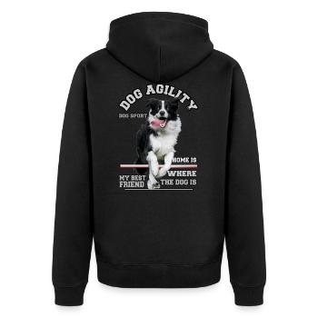 Hundeagilität - Hundesport - Unisex Premium Bio Zip Hoodie - Schwarz - Hinten - Nico (187cm)