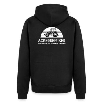 traktoren bauer fährt traktor landwirtschaft ernte - Unisex Premium Bio Zip Hoodie - Schwarz - Hinten - Nico (187cm)
