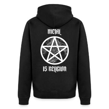Heavy Metal Disant Pentagramme Satan - Veste à capuche bio Premium Unisexe - noir - Dos - Nico (187cm)