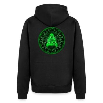 Buddha - Unisex Premium Bio Zip Hoodie - Schwarz - Hinten - Nico (187cm)