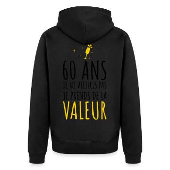 60 Ans Cadeau 60ème Anniversaire Humoristique - Veste à capuche bio Premium Unisexe - noir - Dos - Nico (187cm)