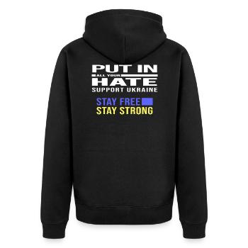 liberté ukraine paix pas poutine puck futin - Veste à capuche bio Premium Unisexe - noir - Dos - Nico (187cm)