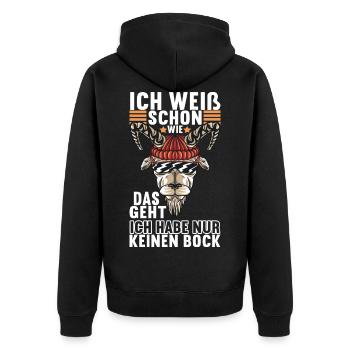 Lustige Sprüche Witzige Sprüche - Unisex Premium Bio Zip Hoodie - Schwarz - Hinten - Nico (187cm)