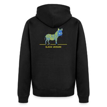free ukraine slava ukraini stand with ukraine kiew - Unisex Premium Bio Zip Hoodie - Schwarz - Hinten - Nico (187cm)