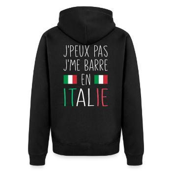 J'peux Pas J'me Barre En Italie - Veste à capuche bio Premium Unisexe - noir - Dos - Nico (187cm)