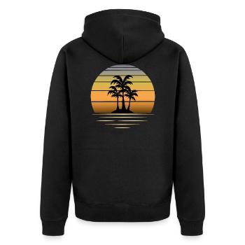 Urlaubsträume: Sonne Palmen Sandstrand - Unisex Premium Bio Zip Hoodie - Schwarz - Hinten - Nico (187cm)