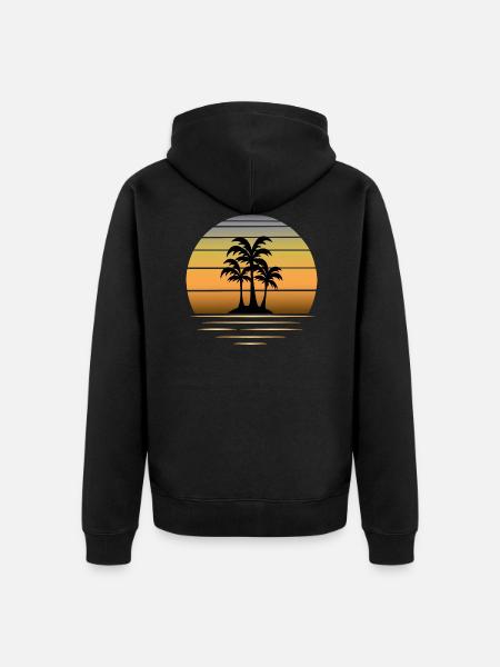 Urlaubsträume: Sonne Palmen Sandstrand - Unisex Premium Bio Zip Hoodie - Schwarz