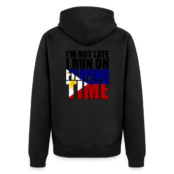 Je ne suis pas en retard Je cours sur Filipino Time 2 - Veste à capuche bio Premium Unisexe - noir - Dos - Nico (187cm)