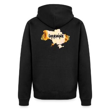 ukraine kiev slava ukraini sunflower zelenskyi - Unisex Premium Organic Zip Hoodie - black - Back - Nico (187cm)