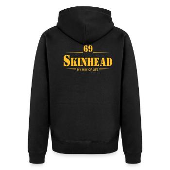 Working Class Skinhead Oi! Antiracist Bootboys My - Veste à capuche bio Premium Unisexe - noir - Dos - Nico (187cm)