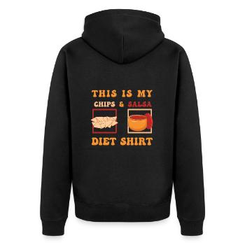 Chips und Salsa Nachos - Unisex Premium Bio Zip Hoodie - Schwarz - Hinten - Nico (187cm)