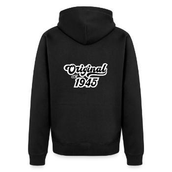 1945 Geburtstag - Unisex Premium Bio Zip Hoodie - Schwarz - Hinten - Nico (187cm)