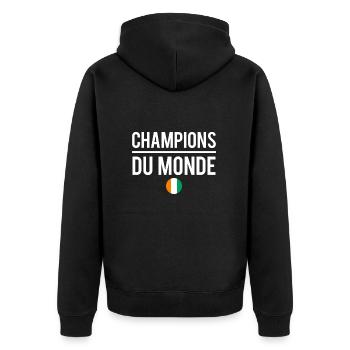 Champions du monde côte d'ivoire foot humour - Veste à capuche bio Premium Unisexe - noir - Dos - Nico (187cm)