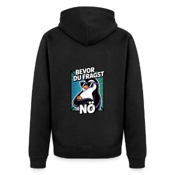 Bevor du fragst Nein Sonnenbrille mit süßem - Unisex Premium Bio Zip Hoodie - Schwarz - Hinten - Nico (187cm)