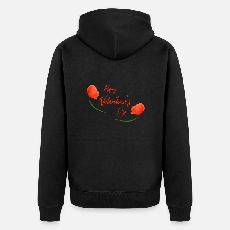 Coquelicot de la Saint-Valentin - Veste à capuche bio Premium Unisexe - noir