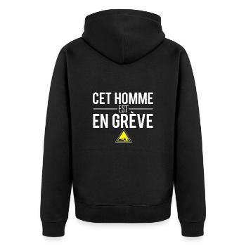 Cet homme est en grève blague travail humour - Veste à capuche bio Premium Unisexe - noir - Dos - Nico (187cm)