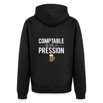 Comptable qui gère la pression métier humour - Veste à capuche bio Premium Unisexe - noir - Dos - Nico (187cm)