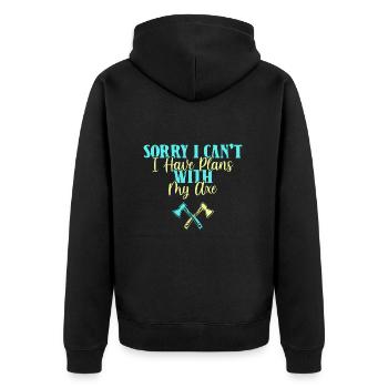 Axe throw axe throwing - Unisex Premium Organic Zip Hoodie - black - Back - Nico (187cm)