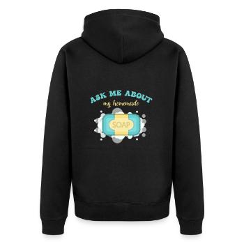Seife Herstellen Handgemachte Seife - Unisex Premium Bio Zip Hoodie - Schwarz - Hinten - Nico (187cm)