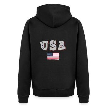 USA Fußball Trikot Amerikanische Flagge - Unisex Premium Bio Zip Hoodie - Schwarz - Hinten - Nico (187cm)