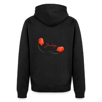 Zwillinge Mohn Klatschmohn Sternzeichen Zwillinge - Unisex Premium Bio Zip Hoodie - Schwarz - Hinten - Nico (187cm)
