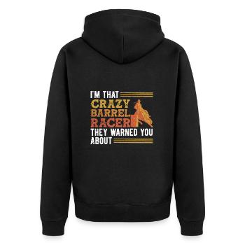 Barrel Racing - Unisex Premium Bio Zip Hoodie - Schwarz - Hinten - Nico (187cm)