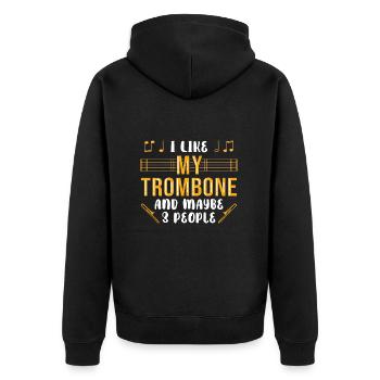 Trombone trombonist - Unisex Premium Organic Zip Hoodie - black - Back - Nico (187cm)