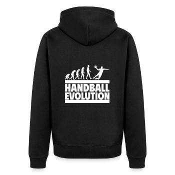 Handball Evolution Perfektes Geschenk Handballer - Unisex Premium Bio Zip Hoodie - Schwarz - Hinten - Nico (187cm)