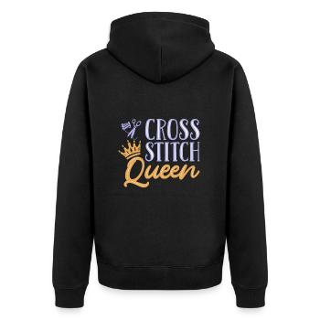 Cross Stitch Cross Stitch Embroidery - Unisex Premium Organic Zip Hoodie - black - Back - Nico (187cm)