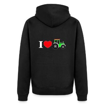 I love my tractor - Unisex Premium Organic Zip Hoodie - black - Back - Nico (187cm)