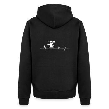Heartbeat of the Coast - Lighthouse Edition - Unisex Premium Organic Zip Hoodie - black - Back - Nico (187cm)
