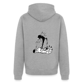 Scary mosquito - Unisex Premium Organic Zip Hoodie - heather grey - Back - Nico (187cm)