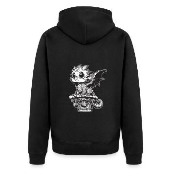 Gargoyle-Drache - Unisex Premium Bio Zip Hoodie - Schwarz - Hinten - Nico (187cm)