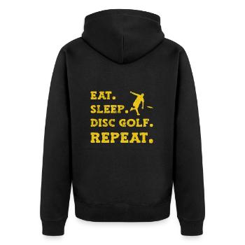 Disc Golf Frisbee - Unisex Premium Organic Zip Hoodie - black - Back - Nico (187cm)