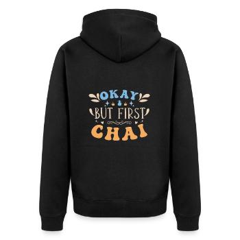 Chai Latte Tee trinken Teetrinker - Unisex Premium Bio Zip Hoodie - Schwarz - Hinten - Nico (187cm)