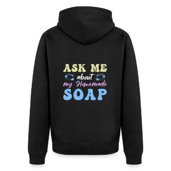 Seife Herstellen Handgemachte Seife - Unisex Premium Bio Zip Hoodie - Schwarz - Hinten - Nico (187cm)